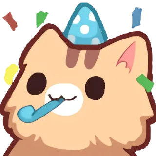🥳 แมว, ปาร์ตี้, น่ารัก, ฉลอง, กระดาษโปรย, สัตว์ telegram sticker