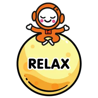 😌 RELAX リラックス, 宇宙飛行士, 月, 平和, チル, かわいい, 瞑想, 禅 telegram sticker
