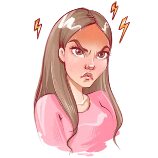 😡 enfadada, mujer, dibujo animado, gruñón, irritada telegram sticker