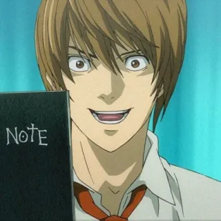 😈 Light Yagami Death Note NOTE Anime, Death Note, Light Yagami, Quaderno, Kira telegram sticker
