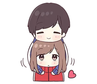 🌟 Desenho animado, Amor, Abraço, Casal telegram sticker