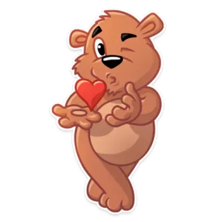 😘 urso, coração, amor, animal, desenho animado, fofo whatsapp sticker