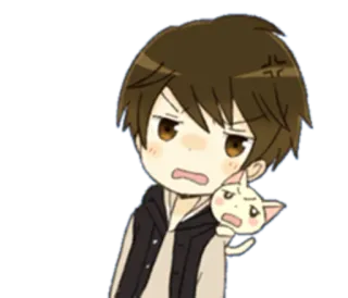 👱 Anime, Kreskówka, Kot, Zły, Uroczy, Naklejka telegram sticker