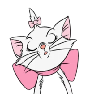 😑 Marie The Aristocats gato, mono, dibujos animados, Disney, animal, gatito, lazo rosa telegram sticker