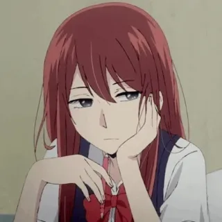 ➖ anime, girl, bored, school uniform, red hair telegram sticker
