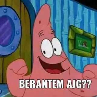 😡 Patrick Star Spongebob Squarepants BERANTEM AJG?? แพทริค, สพันจ์บ็อบ, การ์ตูน, มีม, โกรธ telegram sticker