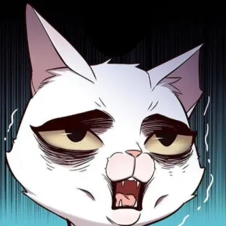 🥶 고양이, 동물, 만화, 표정, 화난, 흰색 telegram sticker