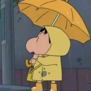 ☄ Shin-chan Crayon Shin-chan Shin-chan, Anime, Pluie, Parapluie, Jaune, Imperméable whatsapp sticker