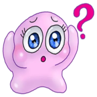 ❓ Blob, Point d'interrogation, Confus, Mignon, Dessin animé, Rose, Incertain telegram sticker