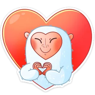 ❤️ Yeti, Hati, Lucu, Kartun, Cinta, Monster telegram sticker