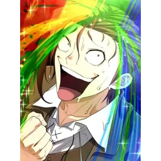 😁 anime, crazy, smile, character, eyes telegram sticker