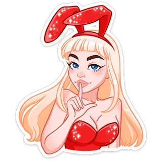 🤫 femme, lapin, fille, blonde, beauté whatsapp sticker