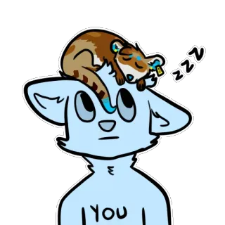 😴 You Dessin animé, Animal, Renard, Sommeil, Mignon, Bleu whatsapp sticker