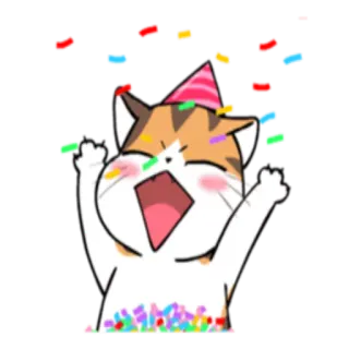 🎉 кот, вечеринка, праздник, конфетти, милый, животное, мультфильм, праздничный telegram sticker