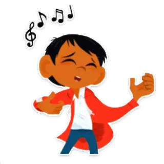 😗 singing, music, cartoon, character, boy, notes telegram sticker