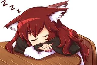 😴 애니메이션, 고양이귀, 자는, 카와이, SD캐릭터 telegram sticker