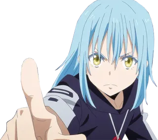 👆 Rimuru Tempest That Time I Got Reincarnated as a Slime anime, Rimuru Tempest, That Time I Got Reincarnated as a Slime, slime, blue hair telegram sticker