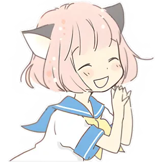 ☺️ อนิเมะ, คาวาอิ, น่ารัก, หูแมว, ชุดนักเรียน, ผู้หญิง whatsapp sticker