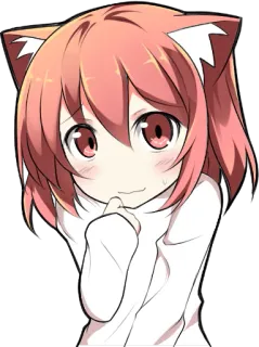 😔 Anime, Garota gato, Fofa, Cabelo rosa, Rubor, Kawaii telegram sticker