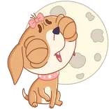 🌔 Hund, Cartoon, Mond, süß, Welpe, Tier whatsapp sticker