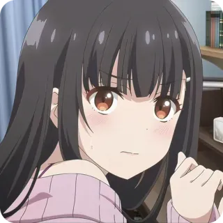 😳 动漫, 女孩, 棕发, 脸红, 可爱, 卡通 telegram sticker