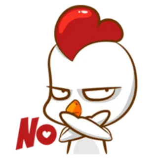 🙅 No pollo, braccia conserte, negativo, carino, cartone animato whatsapp sticker