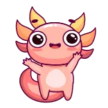 👋 axolotl, cute, pink, animal, cartoon, kawaii, smiling whatsapp sticker