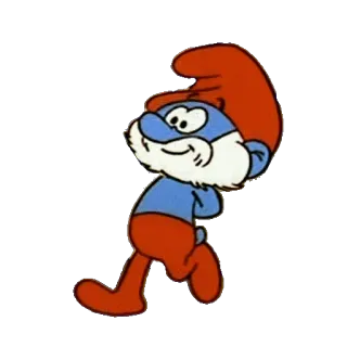 🚶 Papa Smurf Cartone animato, Puffo, Papà, Capo, Rosso, Blu telegram sticker
