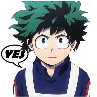 👍 Izuku Midoriya My Hero Academia YES Anime, Héroe, My Hero Academia, Deku, Izuku Midoriya, Sí telegram sticker