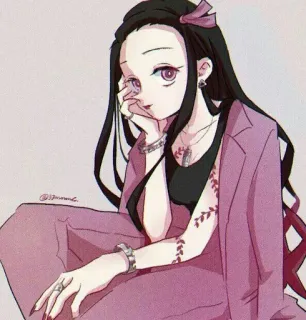 ⛓ Nezuko Kamado Demon Slayer Anime, Karakter, Demon Slayer, Nezuko Kamado, Ilustrasi, Karya seni, Manga telegram sticker