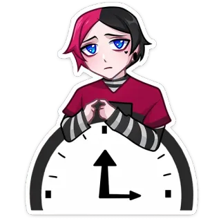 😨 Anime-Stil, Emo, Uhr, Warten, Melancholie whatsapp sticker