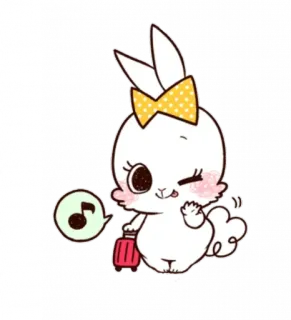 😌 coelho, coelhinho, fofo, animal, desenho animado, ilustração, adesivo, laço telegram sticker