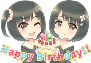 😘 Happy Birthday!! anniversaire, joyeux anniversaire, fête, gâteau, anime whatsapp sticker