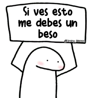 😀 Si ves esto me debes un beso amor, beijo, Flork, fofo, meme telegram sticker