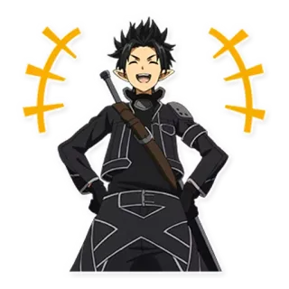 😄 애니메이션, 캐릭터, 검, 행복, 엘프 telegram sticker