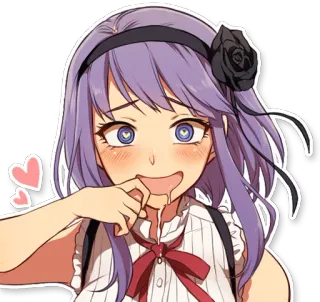 😍 Anime, Garota, Desenho animado, Fofo, Rubor, Corações telegram sticker