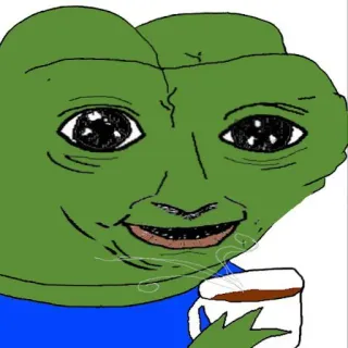 🤤 Pepe the Frog Pepe the Frog, meme, drinking, tea, green, internet culture, frog telegram sticker