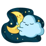 🌃 cloud, moon, stars, night, sleepy, cartoon telegram sticker
