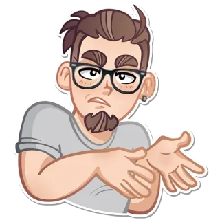 🙄 사람, 남자, 제스처, 안경, 만화 telegram sticker
