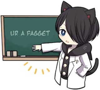 🎓 UR A FAGGET 불쾌한, 모욕, 혐오 발언, 만화, 고양이 귀 telegram sticker