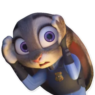 😱 Judy Hopps Zootopia lapin, police, dessin animé, mignon, choqué whatsapp sticker
