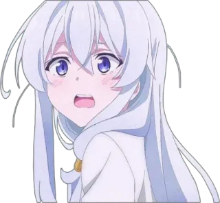😯 anime, chica, pelo blanco, lindo, expresión, impactada, personaje telegram sticker