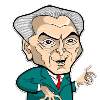 ☝️ 캐리커처, 정치인, 만화, 남자, 정장, 손 제스처 telegram sticker