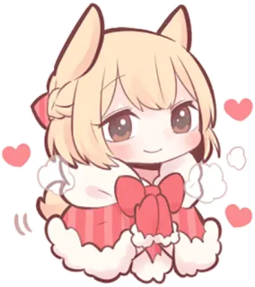 🙂 애니메이션 소녀, 카와이, 귀여운, 치비, 하트, 스티커 telegram sticker