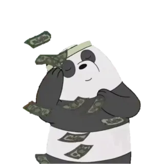 🐼 Panda We Bare Bears panda, dinheiro, desenho animado, We Bare Bears, dinheiro vivo, riqueza, animação telegram sticker