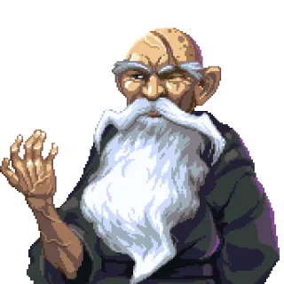 💯 old man, wise, wizard, beard, pixel art, cartoon telegram sticker