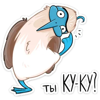 ☺️ Ты Ку-Ку! птица, голубоногая олуша, мультфильм, смешной, сумасшедший telegram sticker