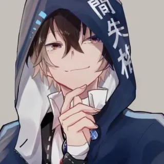 😁 人間失格 アニメ, パーカー, ニヤリ, キャラクター, ポートレート telegram sticker