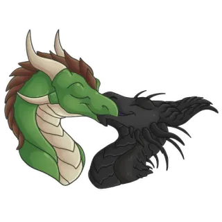 💋 dragon, créatures mythiques, fantaisie, autocollant, dragon vert, dragon noir, amour whatsapp sticker