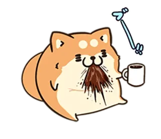 🐶 Hund, Shiba Inu, Kaffee, Klecks, süß, Cartoon telegram sticker